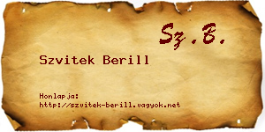 Szvitek Berill névjegykártya